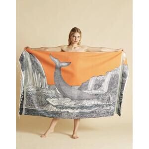 NEW INOUI EDITIONS women's fouta 100 simone towel in orange